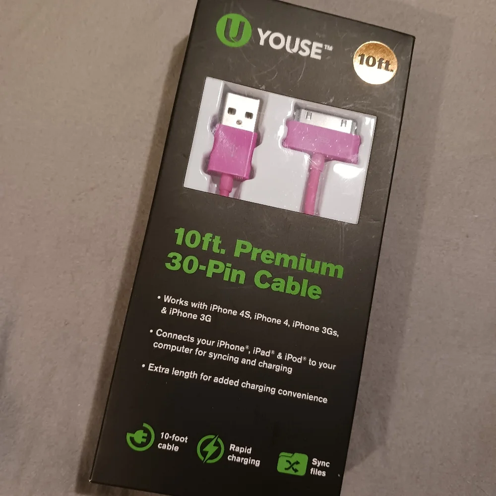 NWT!! YOUSE 10FT PREMIUM 30-PIN CABLE